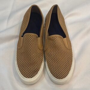 Sperry Tan Seaside Perforated Slip-On Sneakers, Women’s 8